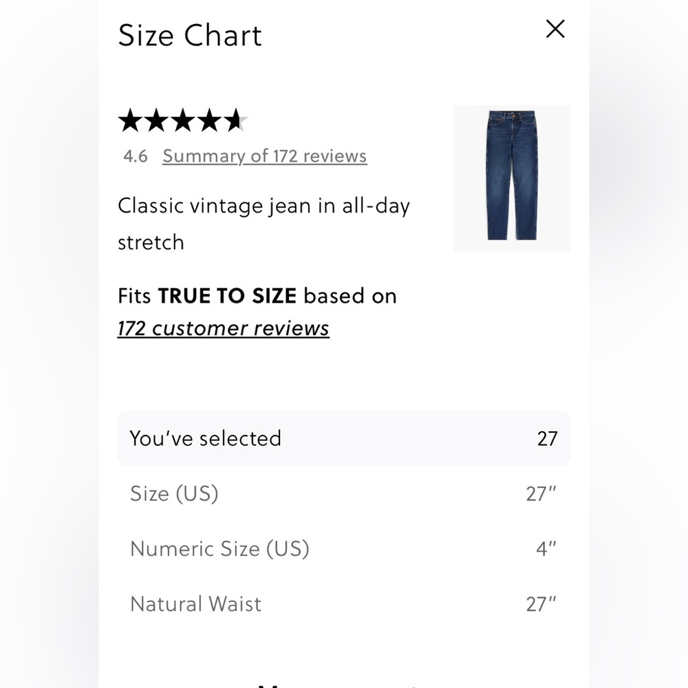 J. Crew High Rise Classic Vintage Jeans, Size 27 - Picture 6 of 7